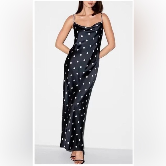 Old Navy Dresses & Skirts - Black Polka Dot Satin Slip Dress